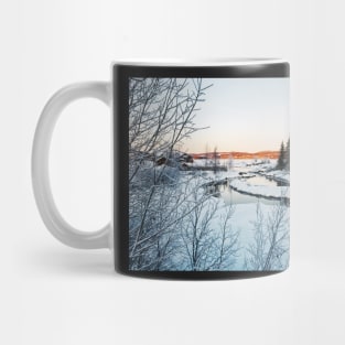 Winter in Norway - Beautiful White River Landscape in Early Morning Mug